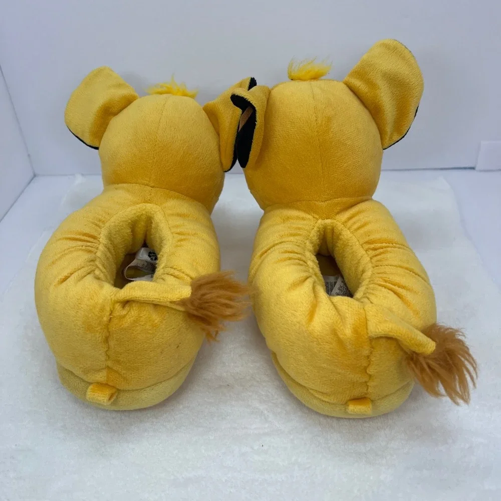 DISNEY Simba Plush Slippers Kids Size 6-7 Yellow Lion King House Shoes 90s